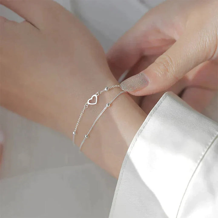 Verstellbares Armband mit Herz aus Weissgold