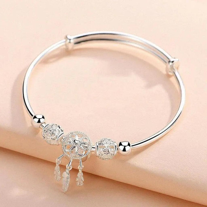 Verstellbares Traumfänger-Armband in Weissgold