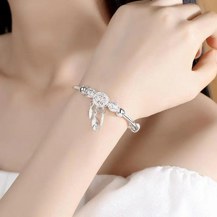 Verstellbares Traumfänger-Armband in Weissgold