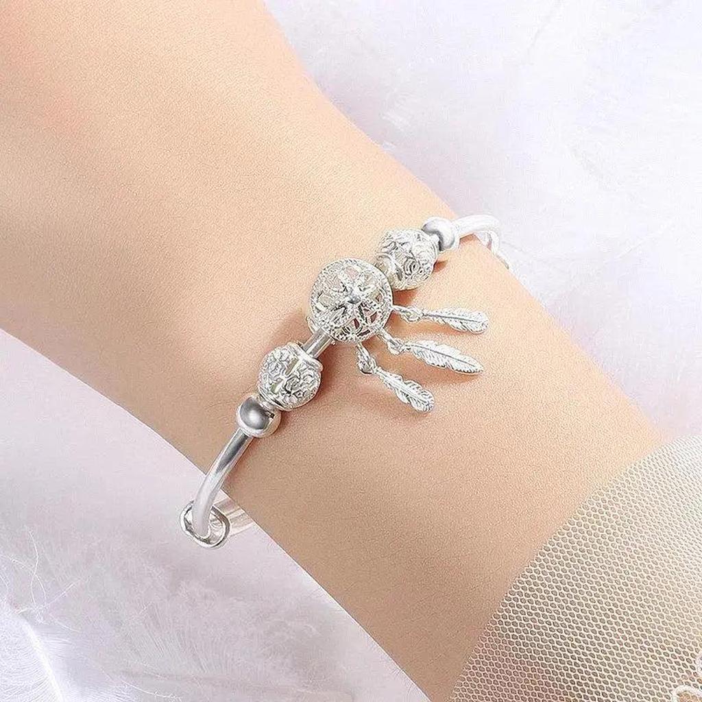 Verstellbares Traumfänger-Armband in Weissgold