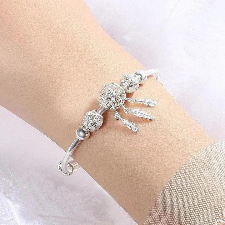 Verstellbares Traumfänger-Armband in Weissgold