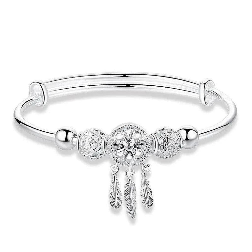 Verstellbares Traumfänger-Armband in Weissgold