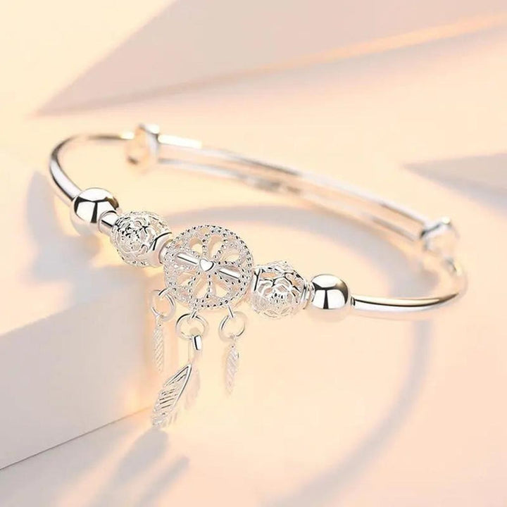 Verstellbares Traumfänger-Armband in Weissgold