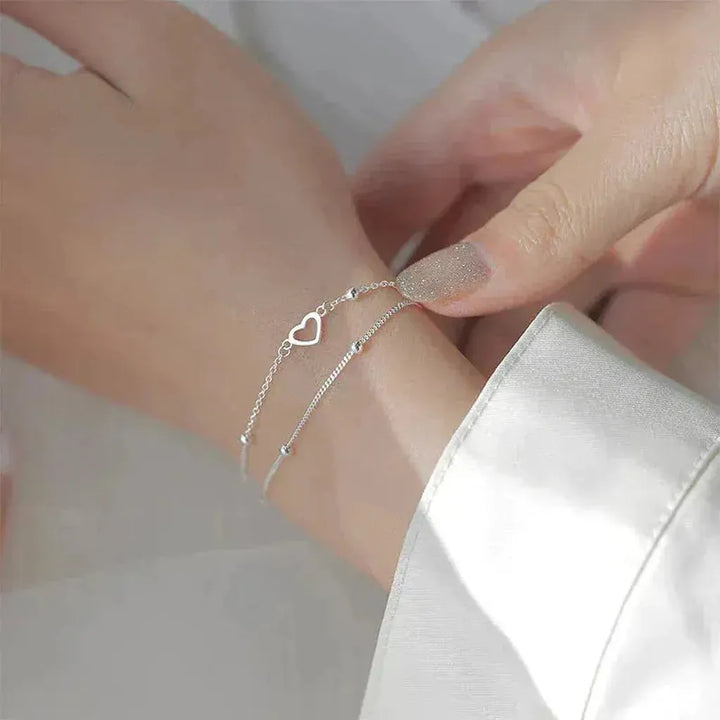 Verstellbares Weissgold-Armband mit Herz