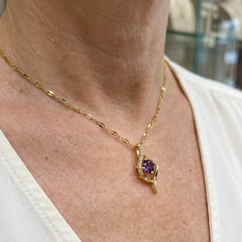 Vespera Amethyst Wirbel Halskette | Gold