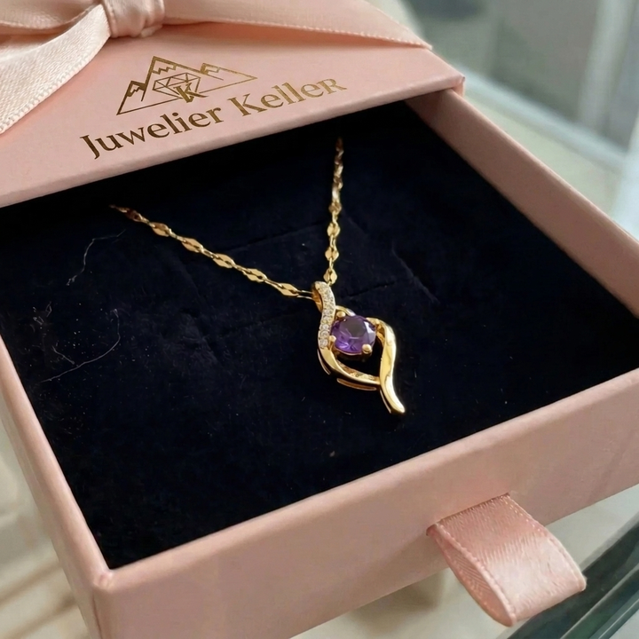 Vespera Amethyst Wirbel Halskette | Gold