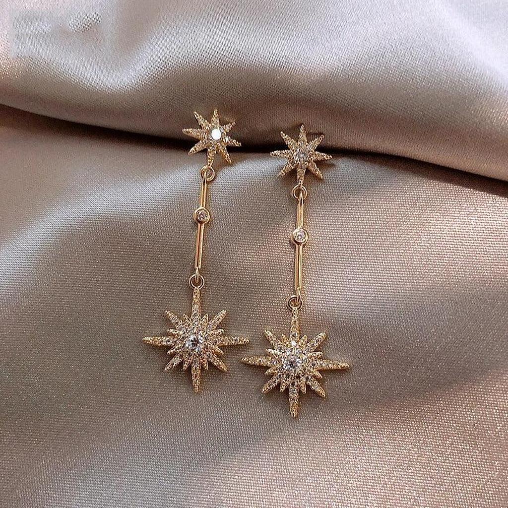 Vintage Gold Ohrringe mit Stern aus Kristall