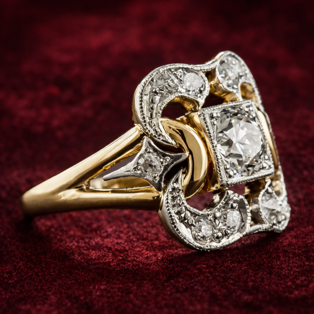 Vintage-Goldring mit Brillanten