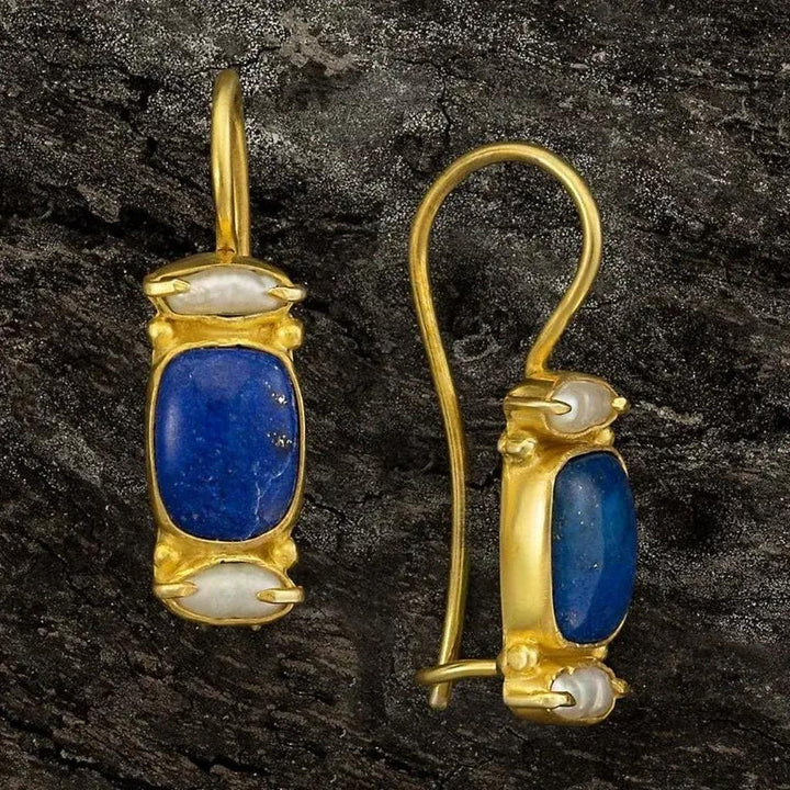Vintage-Ohrringe in blau und Gold