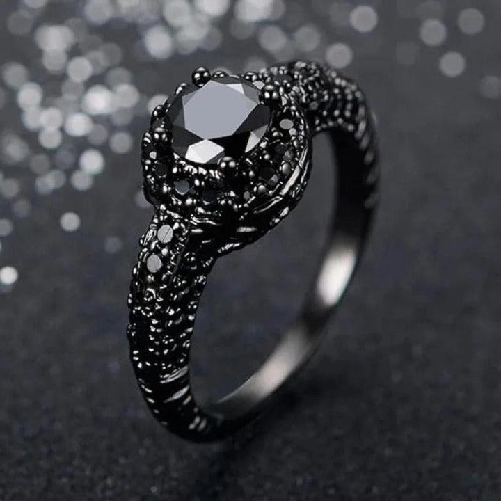 Vintage-Ring aus Kupfer mit schwarzem Stein