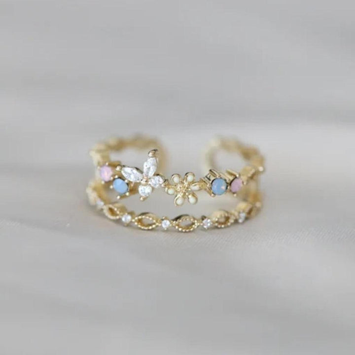 Vintage-Ring mit Blume in Gold