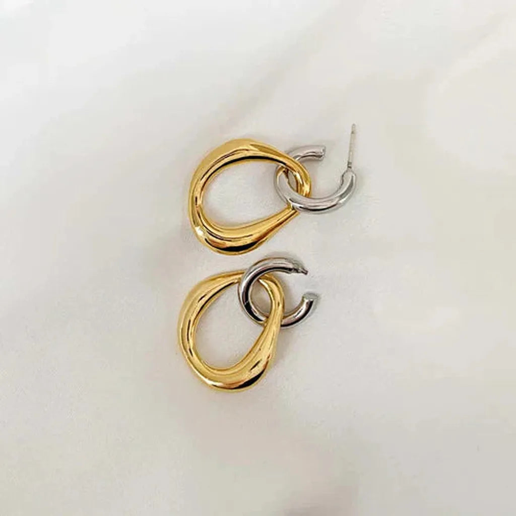 Vintage zweifarbige Ohrringe aus Metall
