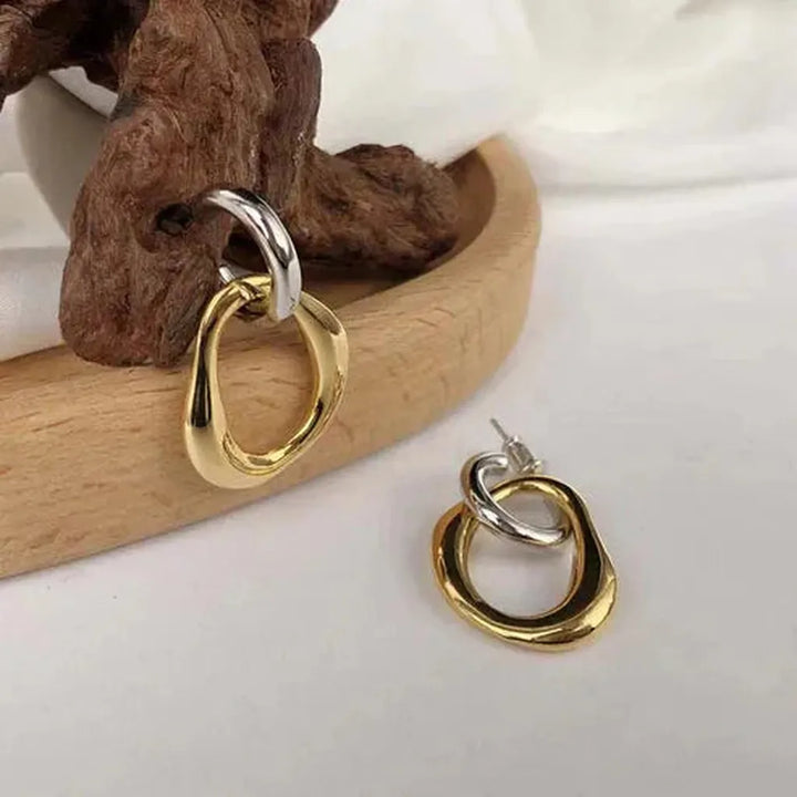 Vintage zweifarbige Ohrringe aus Metall