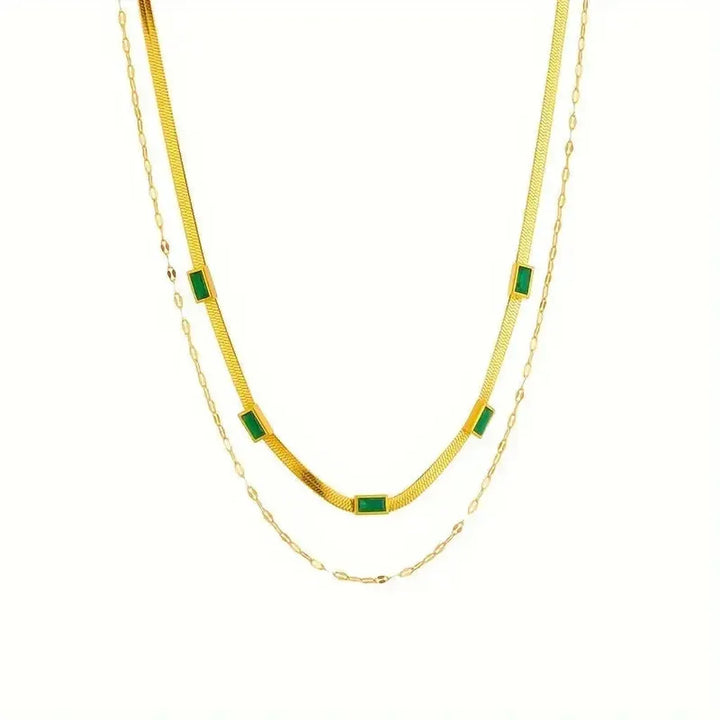 Zweilagige Retro-Goldhalskette „Sorella Gem“