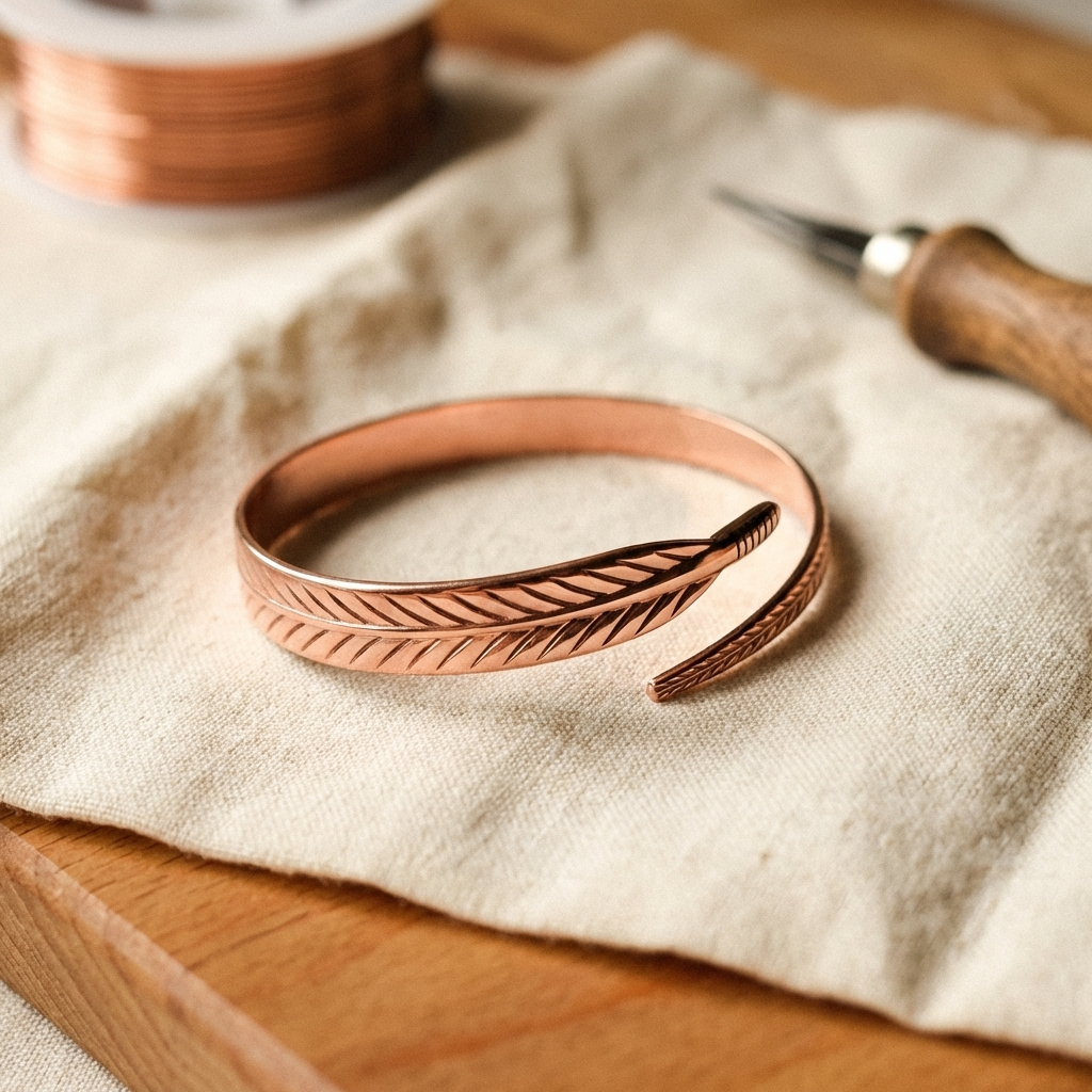 Kupferarmband Feder