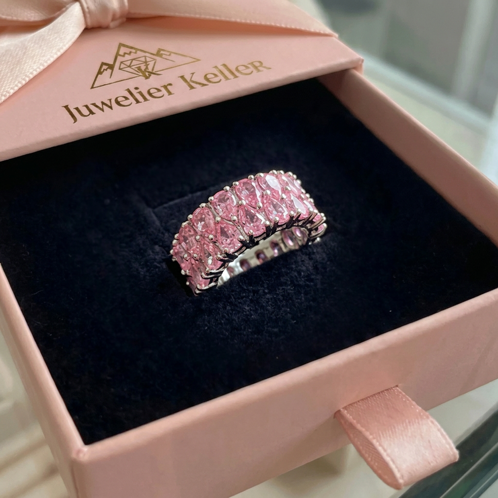 Rosé-Kaskaden-Ewigkeitsring | Weissgold
